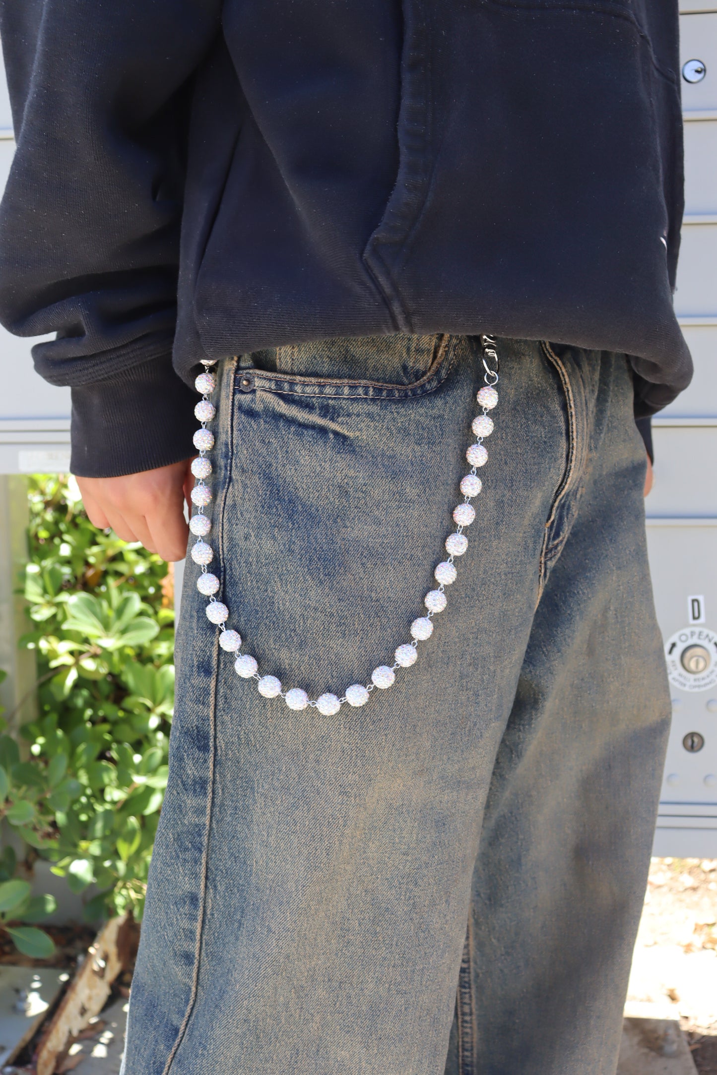 White Bead Wallet Chain