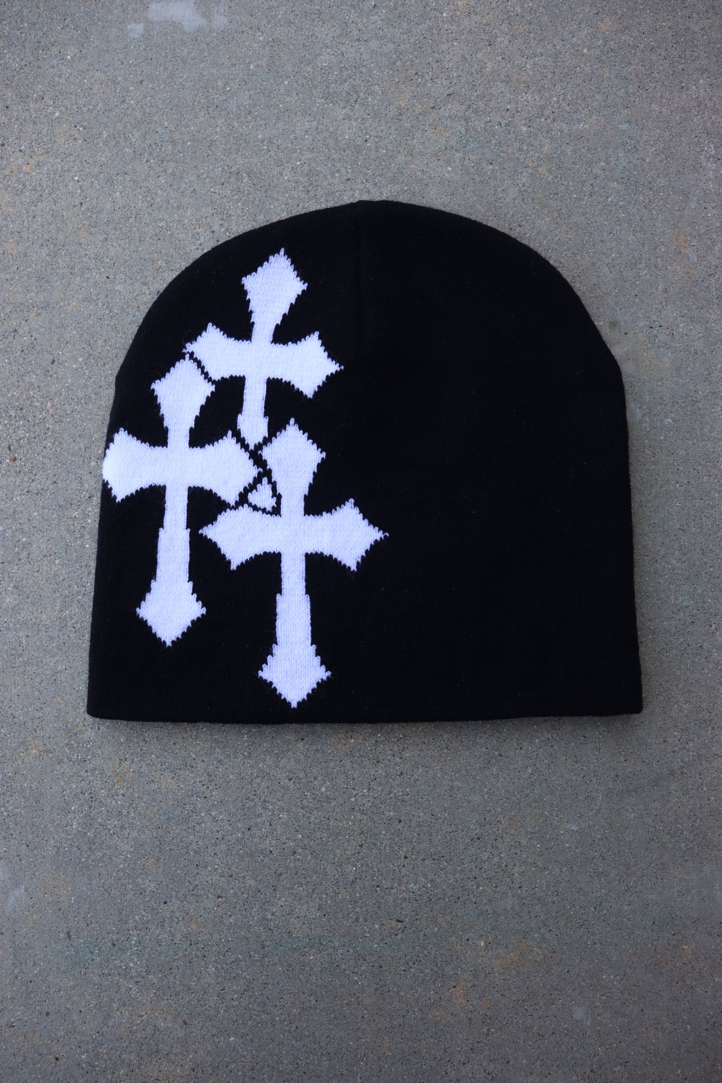Black Three Cross Beanie