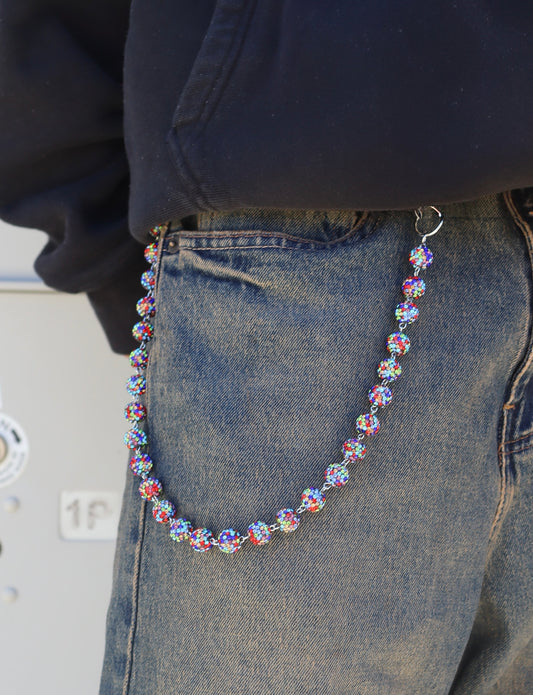 Rainbow Bead Wallet Chain