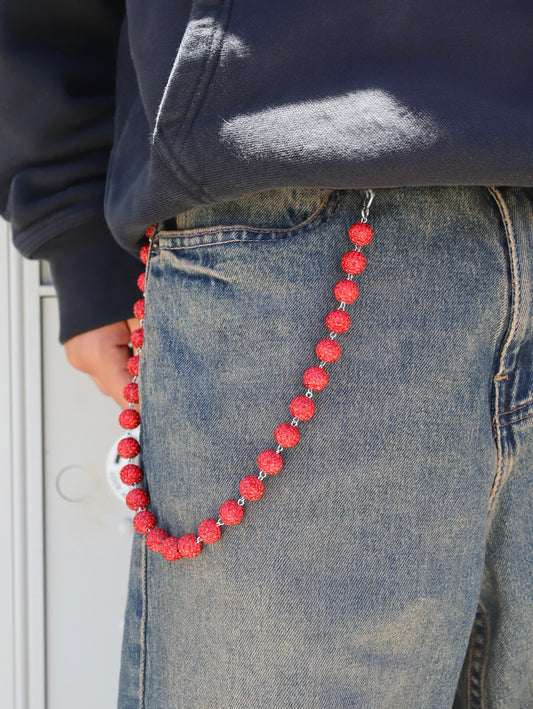 Red Beads Wallet Chain