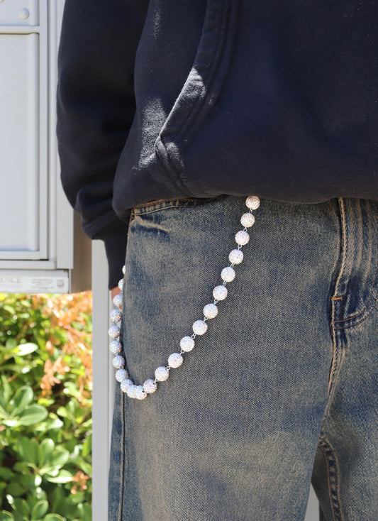 White Bead Wallet Chain