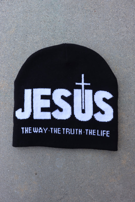 Black Mozier Jesus Beanie